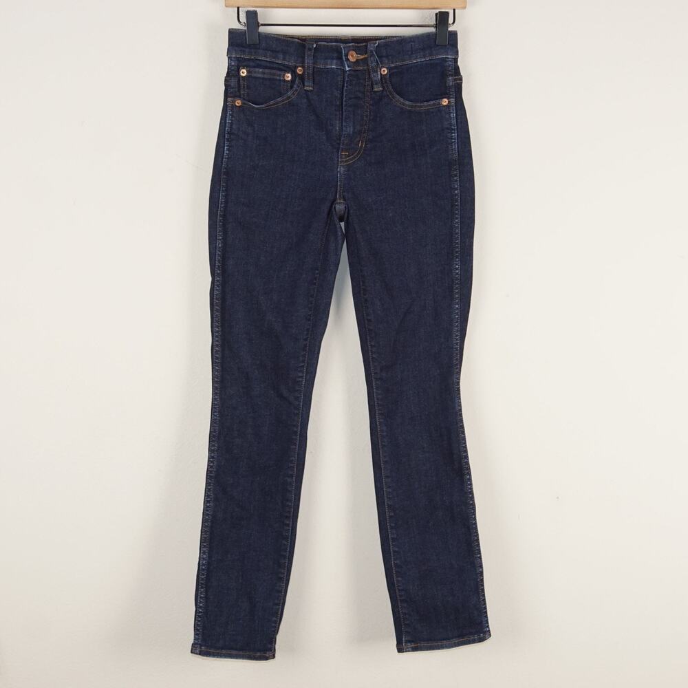 J Crew Mid Rise Dark Wash Vintage Straight Blue Jeans Womens Sz 24
